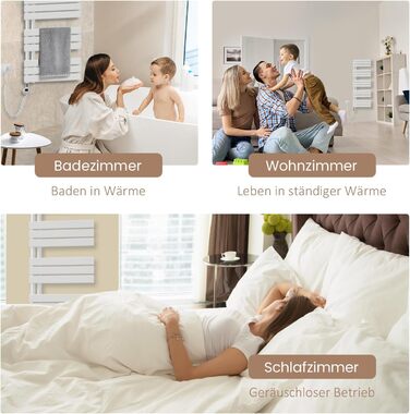 Електричний рушникосушар EMKE з термостатом, 1320x500 мм, білий, 800W