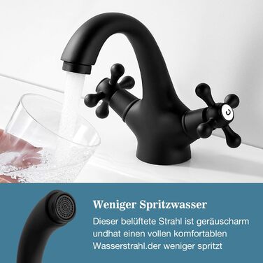 Чорний змішувач для ванної кімнати/умивальника з латуні, ретро стиль, 2-вентильний, G3/8