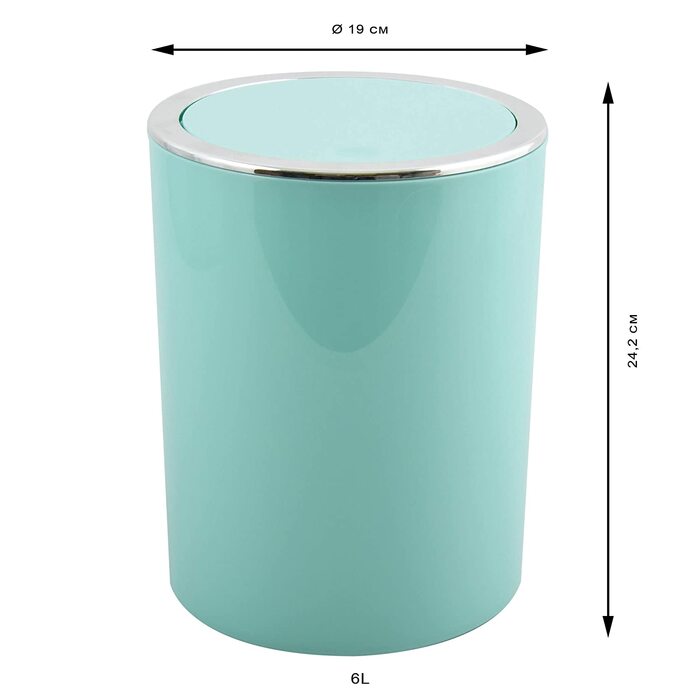 Серія MSV для ванних кімнат дизайн Aspen косметичне відро педальне відро для ванної з поворотною кришкою відро для сміття з поворотною кришкою 6 літрів (ØxH) приблизно 18,5 x 26 см(пастельно-зелений)