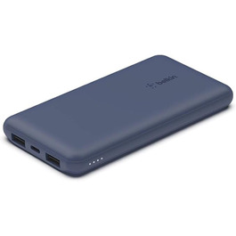 МАг, 1 порт USB-C та 2 USB-A, 15 Вт, для iPhone/Android, синій, 10 000