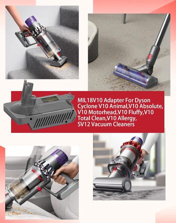 Заміна батареї JJXNDO Dyson V10 і адаптер для пилососа Makita/Milwaukee 18V на Dyson V10 (без акумулятора)