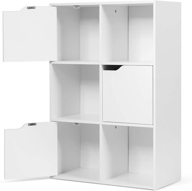 Книжкова шафа з 6 відділеннями, стояча полиця біла, офісна полиця окремо стояча, полиця для зберігання файлів (60 x 29 x 90 см, біла)