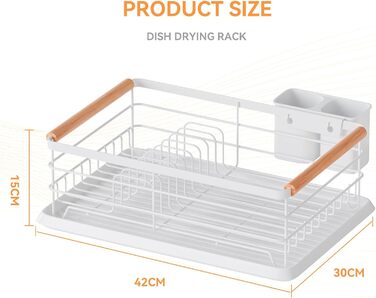 Сушарка для посуду BRIAN & DANY з піддоном, 42x30x15 см, біла