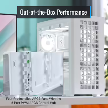 Ігровий корпус AeroCool D502A Mid-Tower, сітчаста передня панель, 4 RGB вентилятори, ATX/mATX/ITX, загартоване скло, чорний