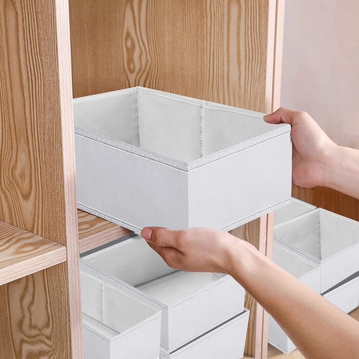 Набір Puricon з 8 предметів, ящик для зберігання, органайзер / система впорядкування ящиків для одягу, складні ящики для зберігання, набір ящиків для гардероба, спальні- (8 шт., білий)