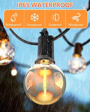 Світлодіодні струнні світильники зовнішня/внутрішня, 2700K теплий білий, водонепроникний IP65, лампи G40, 30M для саду/вечірки