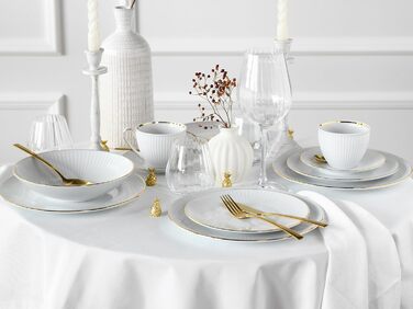 CreaTable Серія Valencia Pastell: 18-частинний кавовий сервіз на 6 осіб з порцеляни, Made in Europe (кремовий, блакитний, зелений)