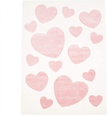 Дитячий килимок Taracarpet для дівчаток милі сердечка кремово-рожевий 160x230 см