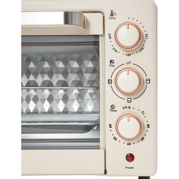Міні-піч 22L з грилем та решіткою, 1000W, таймер 60хв, піч для піци, 120-250°C, електрична піч для сім'ї, вечірок, грилів, сніжків та десертів