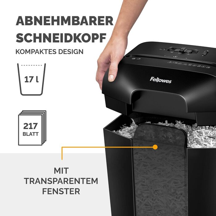 Fellowes LX50: Шредер для документів, 9 листів, Cross Cut, 17л, з блокуванням, чорний