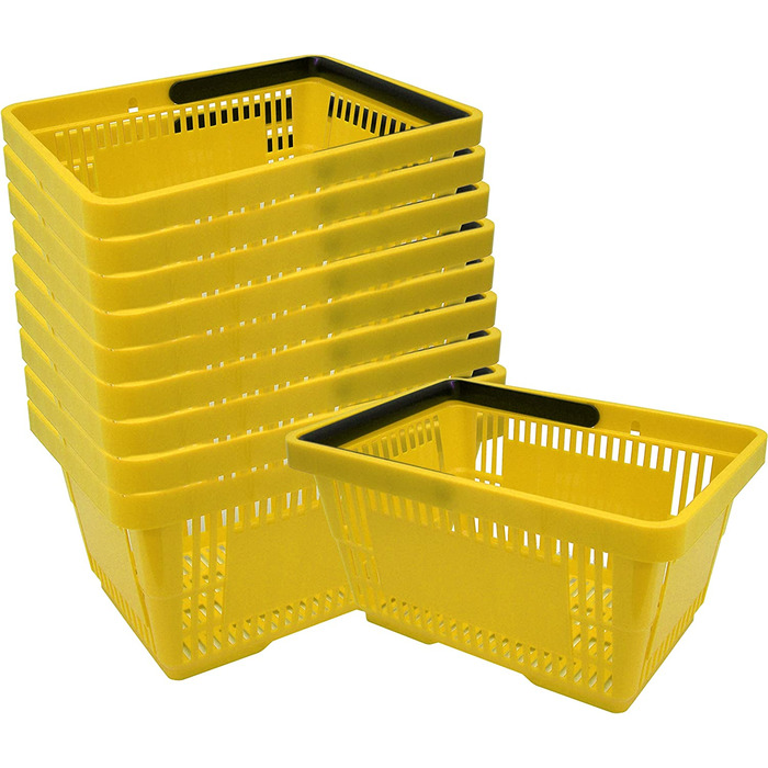 Пластикова корзина для покупок з ручкою, штабельована на 20 літрів 40 см (10 шт. , жовтого кольору), 1