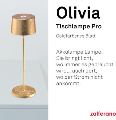 Zafferano Olivia Pro - портативна LED-лампа з торшером, регулювання яскравості, 2700-3000K, 35 см (золота)