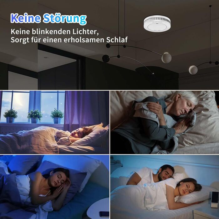 Набір з 3 димових сповіщувачів Mini, з батареєю на 10 років, сертифікат TÜV Rheinland, без індикації, автономні, білі