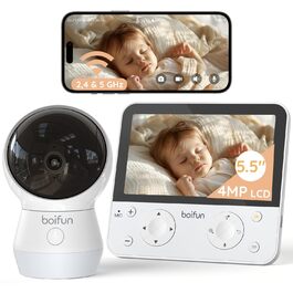 Відеоняня BOIFUN з камерою Wi-Fi 4MP, моніторинг через додаток, виявлення положення дитини, нічник, нічна зйомка, датчик руху/плачу/звуку, автотрекінг, сповіщення про вихід за межі зони