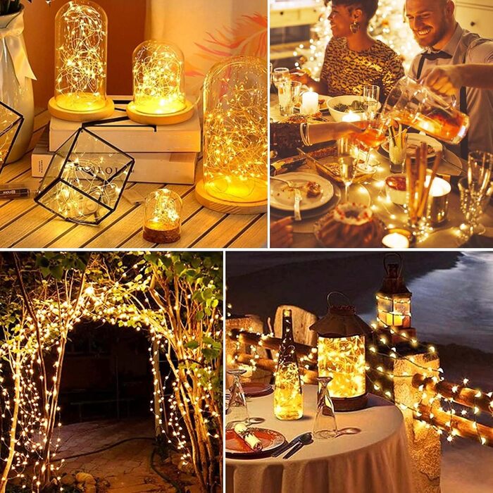 Льотова гірлянда на батарейках, 5 метрів, 50 LED, з таймером та пультом, 8 режимів, вологостійка, тепле біле світло, для декору, 6 шт.