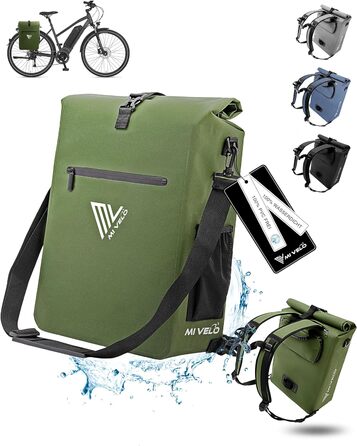 Кофр для багажної полиці - сумка-кофр 3в1, рюкзак, сумка через плече - 100 водонепроникна та не містить ПВХ - зі знімною сумкою для ноутбука (оливково-зелена)