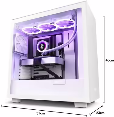Ігровий корпус ATX Mid-Tower - USB-C - скляна бічна панель - водяне охолодження - білий, 7 -