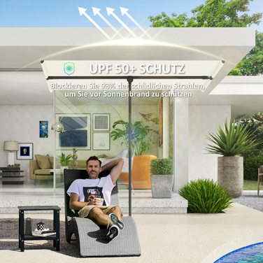 Outsunny Parasol Садова парасолька з регулюванням висоти на 180 градусів з алюмінієвим стовпом Маркет Парасолька Захист від сонця Парасолька Консольна парасолька Балконна парасолька Парасолька для балкона 150x205см Бежевий