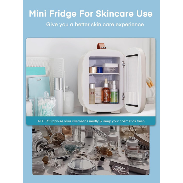 Міні холодильник FOHERE 5 літрів, USB живлення, 220V/12V, для напоїв та догляду за шкірою, білий