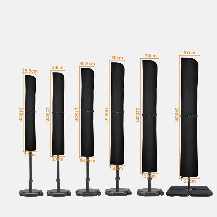 Чохол для парасольки/маркетки Dokon, діаметр до 400 см, водонепроникний, зимовий, UV-стійкий, чорний