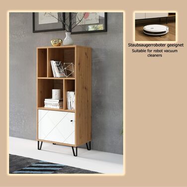 Trendteam Smart Living комод-тумба Trendteam Smart Living - комод-тумба з 2 дверцятами та 4 відділеннями, Artisan Eiche/Weiß, 63 x 136 x 40 см, з металевими ніжками