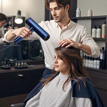 Професійний іонізаційний фен для волосся CONFU 1700W, складаний фен з магнітним диффузором та стилізуючою насадкою, низький рівень шуму, синій