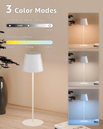 LED-лампа настільна бездротова FUYO, 2 шт. з USB-C зарядкою, регулювання яскравості, 2700K-6000K, для дому та саду (чорна)