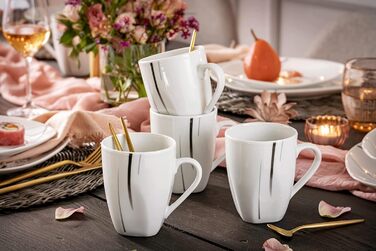 SÄNGER Кавовий сервіс Bilgola з порцеляни, 6 персон, 150 мл, білий з чорними лініями | PREMIUM COLLECTION