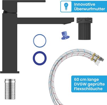 Змішувач для ванної кімнати Bächlein Imatra чорного матового кольору, однорідний важіль, сучасний дизайн