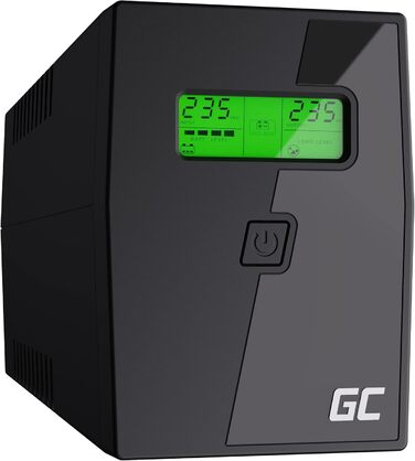 Джерело безперебійного живлення ДБЖ Green Cell UPS 600 ВА 360 Вт зі спеціальним застосуванням GC Захист від перенапруги 230 В Лінійно-інтерактивне керування напругою Система ДБЖ AVR USB/RJ11 2 шт. РК-дисплей Schuko 600 ВА (360 Вт) Вежа