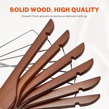 Дерев'яні вішалки для одягу HOUSE DAY з кліпсами (24 шт.) - для костюмів, суконь, пальто, сорочок, штанів. З горіхового дерева, міцні, преміум-якість