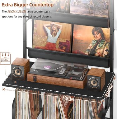 Підставка для програвача та вінілових платівок на 300 альбомів (чорний)