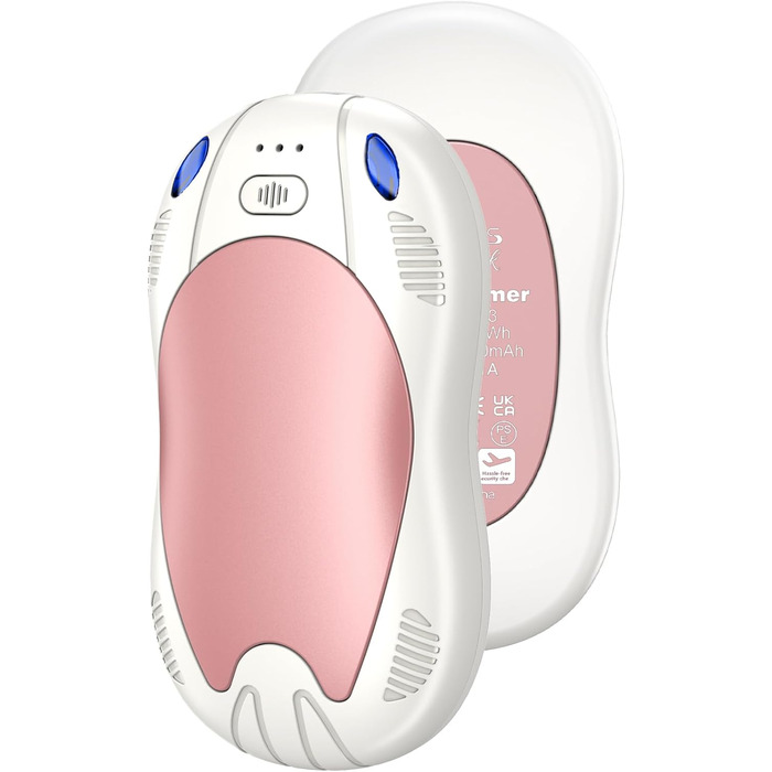 Електричні грілки для рук FANDLISS з магнітом, 10000mAh, 2 шт., з двостороннім нагрівом, USB, багаторазові, 3 режими нагріву, для активного відпочинку, гольфу, кемпінгу (рожевий)