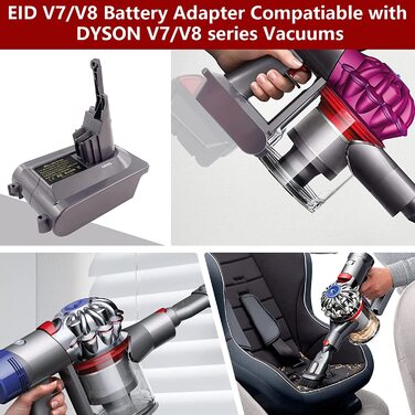 Адаптер акумулятора EID для пилососа Dyson V7/V8, Einhell 18V до Dyson (також для акумулятора Milwaukee)