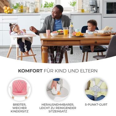 Дитячий стільчик Kinderkraft Sienna 2 в 1 (рожевий), від 6 місяців до 4 років