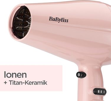 Фен для волосся BaByliss Rose Blush 2200 Вт з 3 рівнями температури та 2 режимами швидкості, 5337PRE