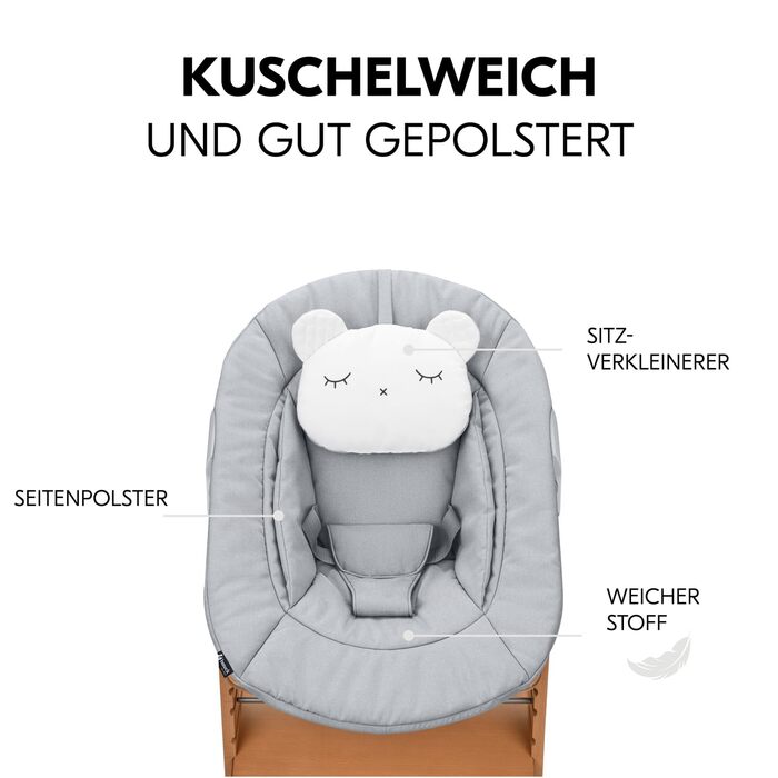 Дитячий стільчик Hauck Alpha Newborn Set Plus Dark Grey - преміум модель для новонароджених, до 90 кг, з 5-точковим ременем безпеки та захисним бампером