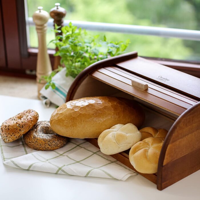 Креативна домашня Хлібниця з дерева 40 x 27,5 x 18,5 см ідеальна Хлібниця для хліба, булочок і тортів Хлібниця з кришкою / натуральна Хлібниця Хлібниця для будь-якої кухні (коричневого кольору)