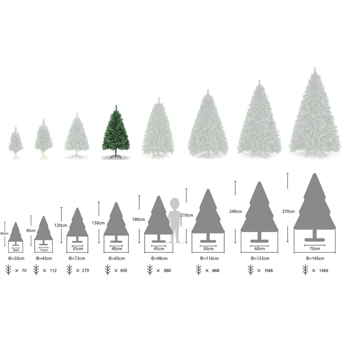Ялинка САЛКАР штучна з 868 вершинами, ялинка штучна швидкого будівництва з урахуванням рослинності. Підставка для різдвяної ялинки, Різдвяна прикраса-2,1 м (зелений, 150 см)