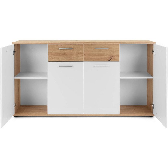 Сервант Jacklin Sonoma Oak/White - 160x85x35 см - Комод з великою кількістю місця для зберігання під житлову зону