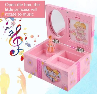 Музична скринька для коштовностей (пластикова, квадратна, мультяшна). Музична скринька, футляр для зберігання ювелірних виробів, Музична скринька для принцеси, найкраща