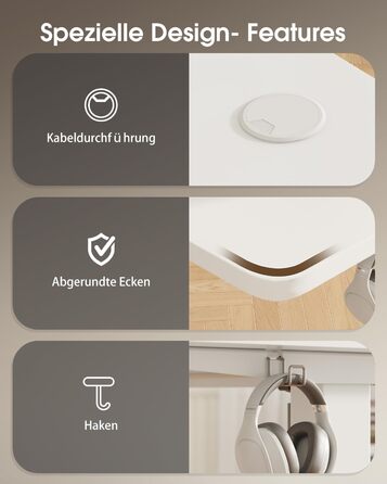 Електричний стіл Devoko з регулюванням висоти та підставкою для монітора, пам'ять 2 положення (білий, 180 x 80 см)