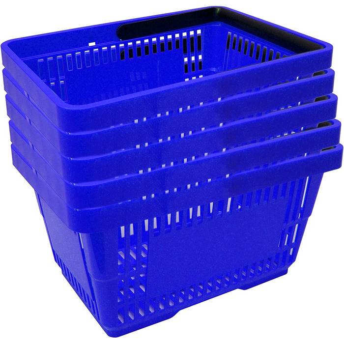 Пластикова корзина для покупок 20 літрів 40 см з ручкою, штабельована (5 шт., синя), 1