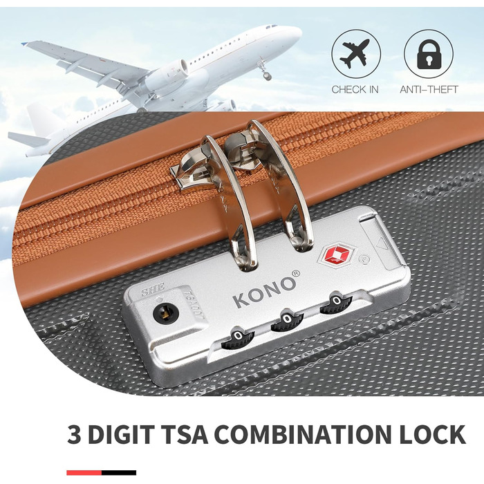 Набір валіз KONO 4 в 1: велика валіза, ручна валіза 55 см, косметичка, сумка для подорожей (кремово-білий)