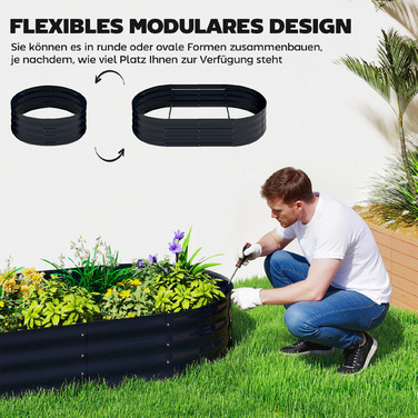 Підвищене грядка з опорою для ліан, металевий ящик для рослин з рукавичками, садовий ящик 160 x 90 x 180 см, темно-сірий