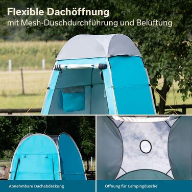 Намет для душу Skandika Camping Pop Up | Зручний намет для переодягання з висотою 210 см, сріблясте покриття, непрозорий, з окремим дном та вікном з москітною сіткою | Толетний намет