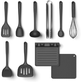 Набір кухонних аксесуарів Hoffmann Küchenhelfer-Set, 10 предметів, сірий, силікон, нержавіюча сталь, антипригарне покриття