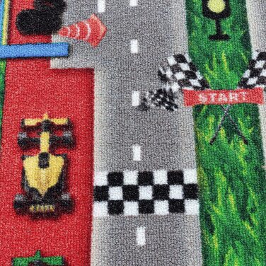 Дитячий килим HomebyHome з коротким ворсом, килим для дитячої кімнати, килимок для ігор, гоночна траса, автомобіль колір розмір (140x200 см, червоний)