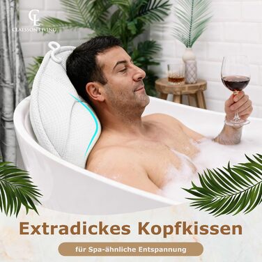 Подушка для ванни повне тіло (152x56 см) з підголівником (11 см) - біла. Підтримка шиї, спини та ніг. З сумкою для прання та подорожей, гачком для сушіння.