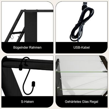 Підвісні полиці YU YUSING з RGB підсвічуванням (7 кольорів), з 8 гачками, для ігор, декору, спальні, кухні, бару, ігрової кімнати, гексагональної форми, 100x20x87 см